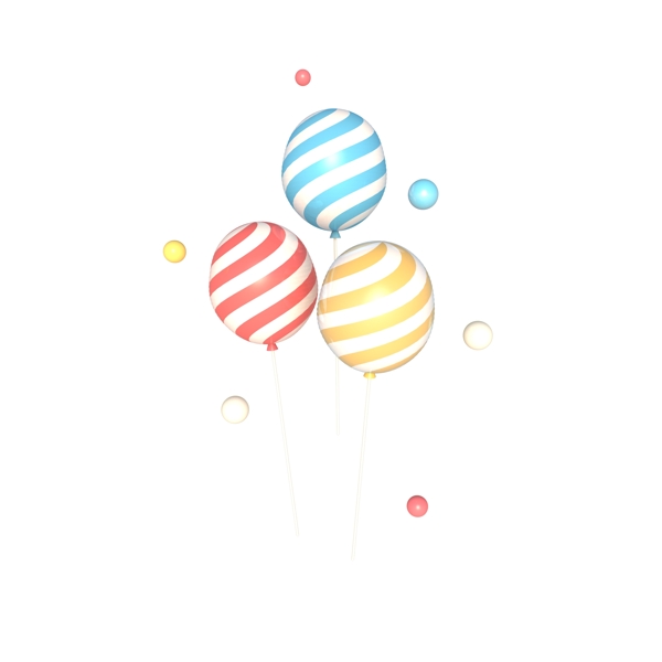 C4D立体电商装饰条纹漂浮气球