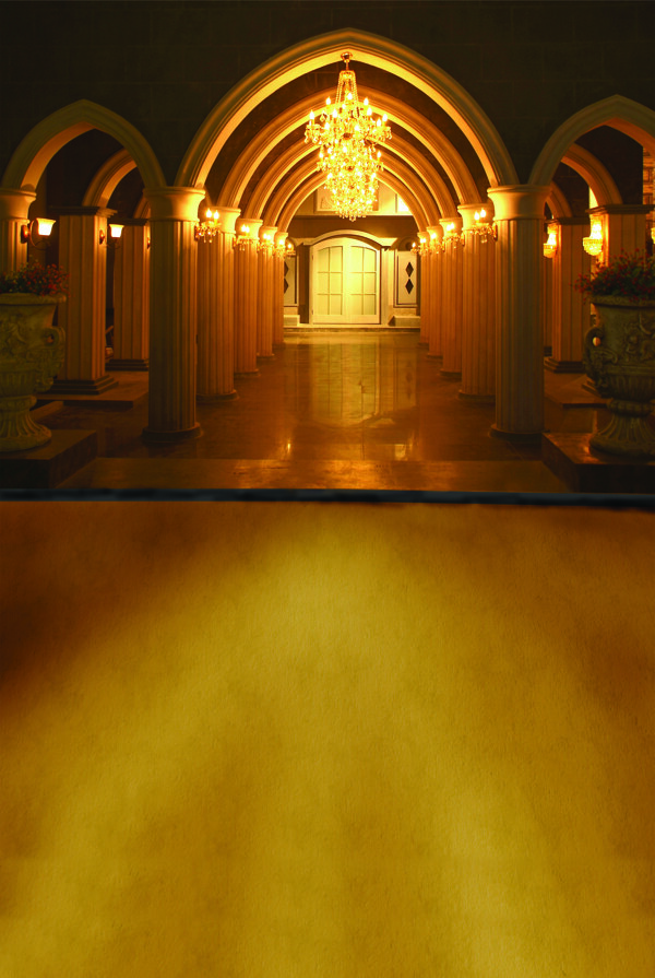 灯火通明的建筑物影楼摄影背景图片