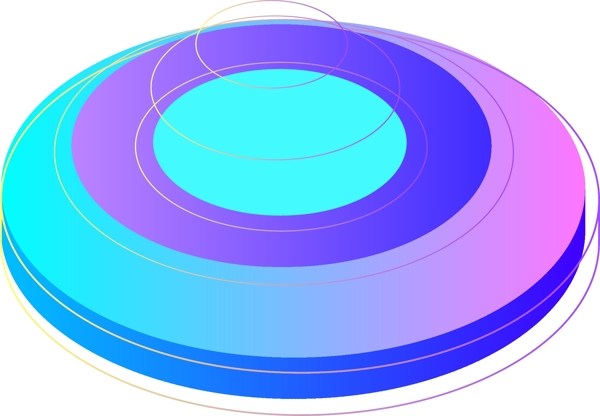 半立体紫蓝色渐变圆环建筑物
