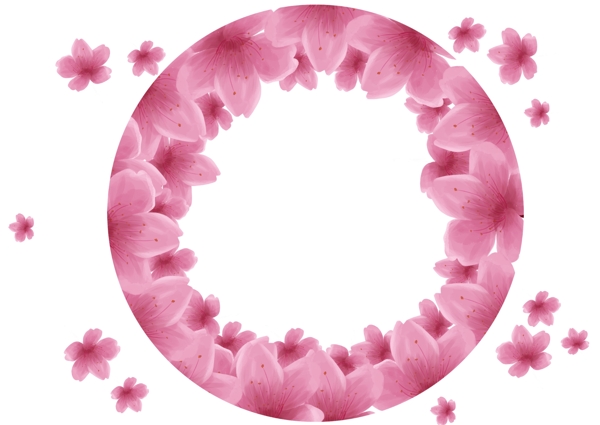 圆形浪漫的樱花边框矢量素材免费下载