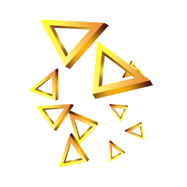 漂浮黄金立体三角形元素