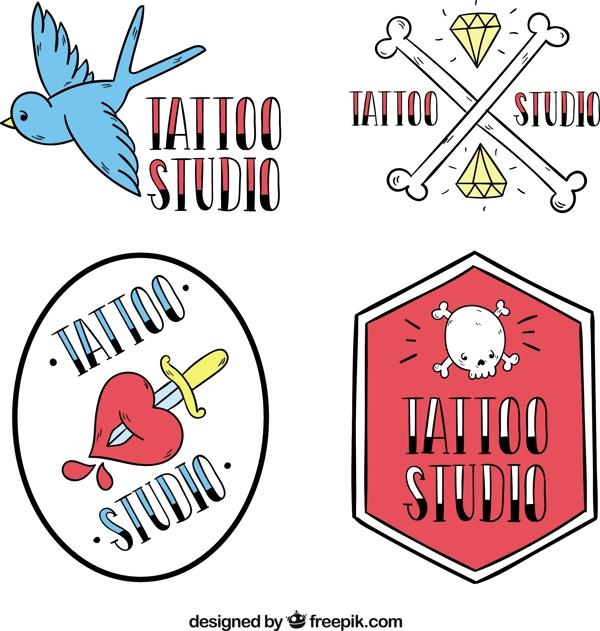 纹身工作室徽章涂鸦风格