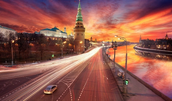 莫斯科黄昏街景图片
