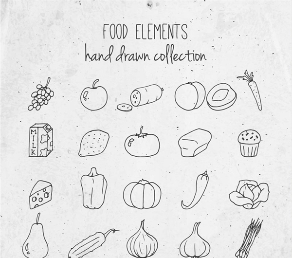 手绘线稿蔬菜水果食物