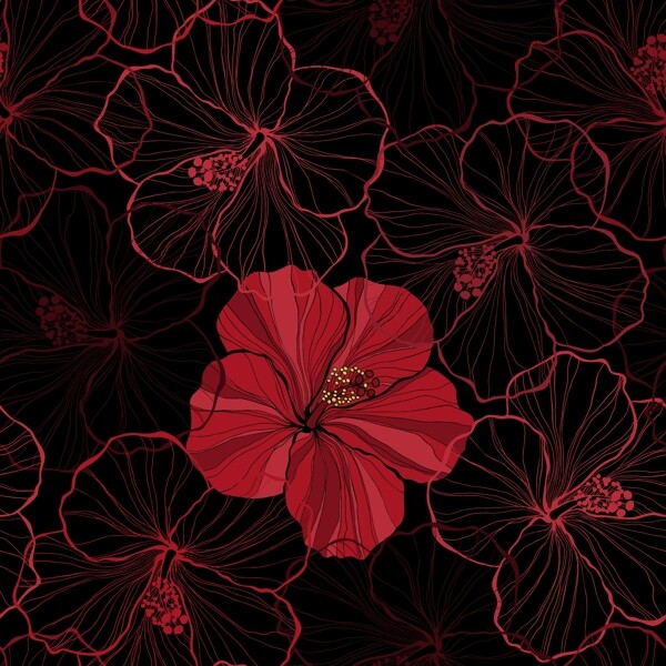 手绘红色花朵背景