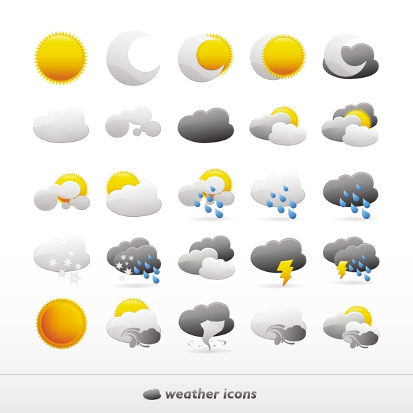 常用天气预报图标矢量素材