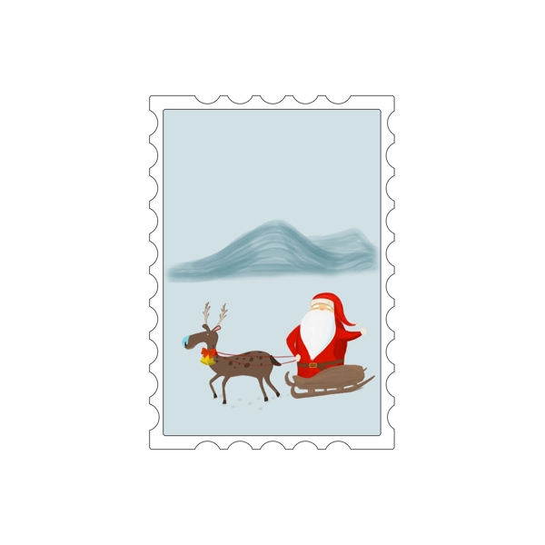 原创手绘圣诞节邮票