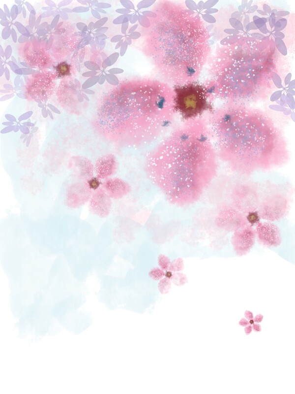 粉色手绘花朵清新风格装饰画