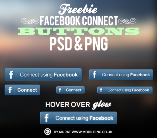蓝色的facebook连接按钮PSD素材