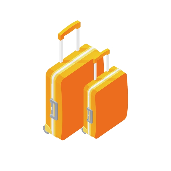 黄橙色手绘卡通旅行箱