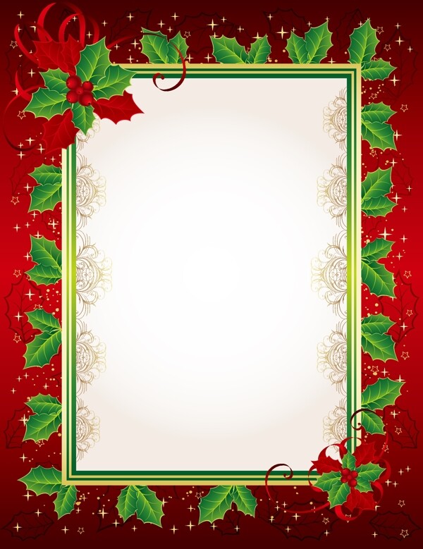 矢量圣诞节松枝边框背景素材