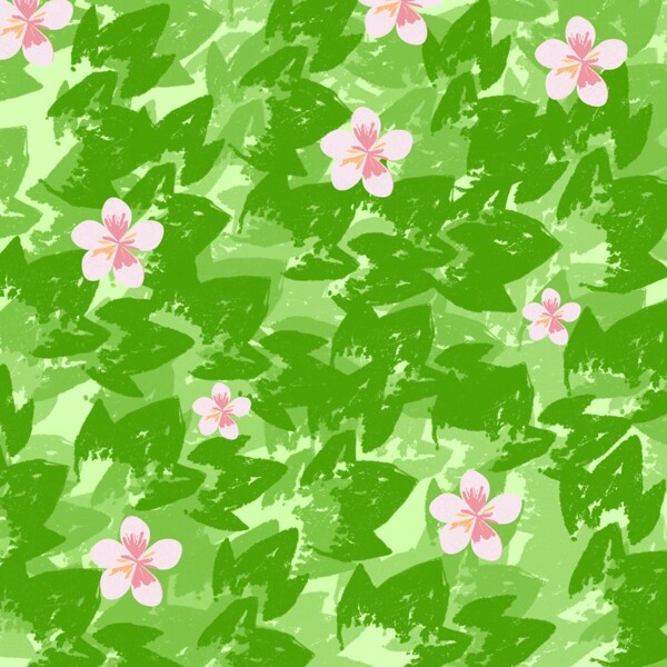 水彩夏季绿叶花朵背景素材