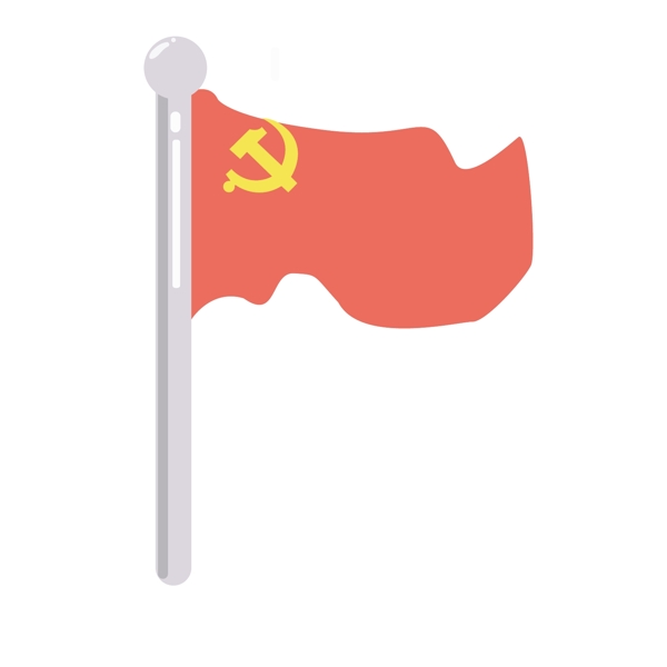 建军节建党节单个旗帜简洁手绘