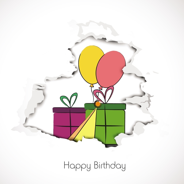 生日快乐背景彩色礼品盒和气球