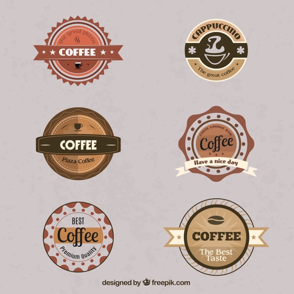 复古咖啡徽章和标签