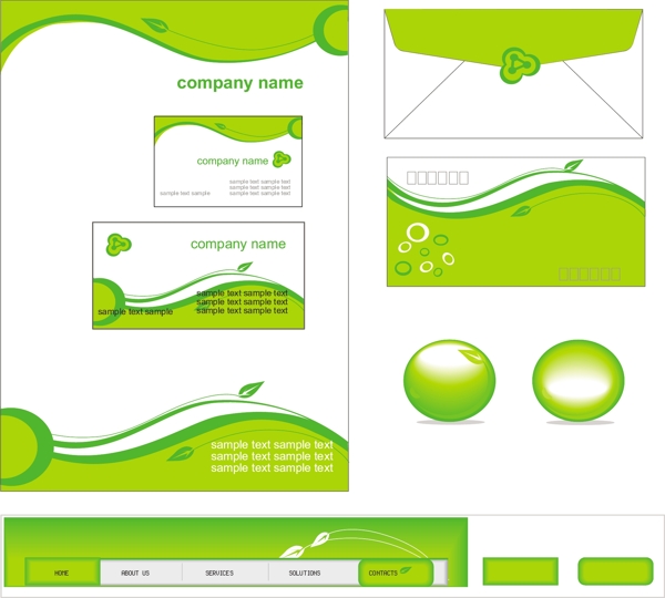 绿色时尚主题卡片信封模板矢量图