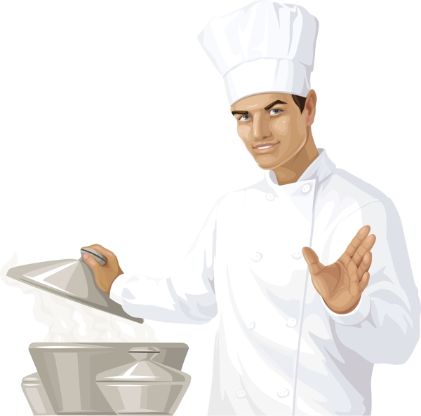 一个厨师烹饪食物的矢量素材