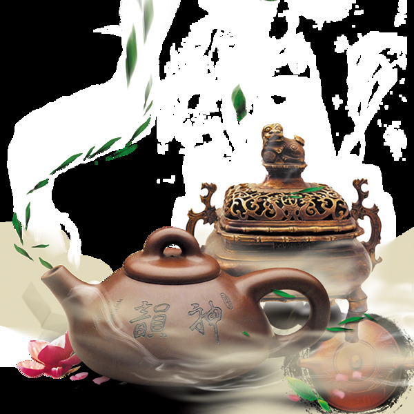 仙气雅致褐色茶具产品实物
