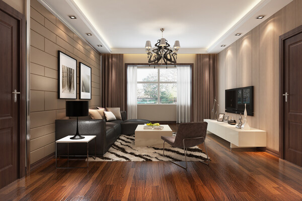 现代欧式家居客厅沙发实景图