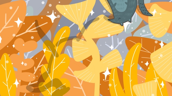 秋意浓树叶彩绘背景设计