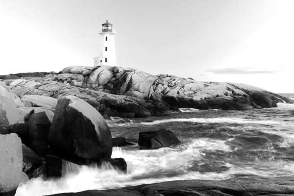 黑白海洋灯塔图片