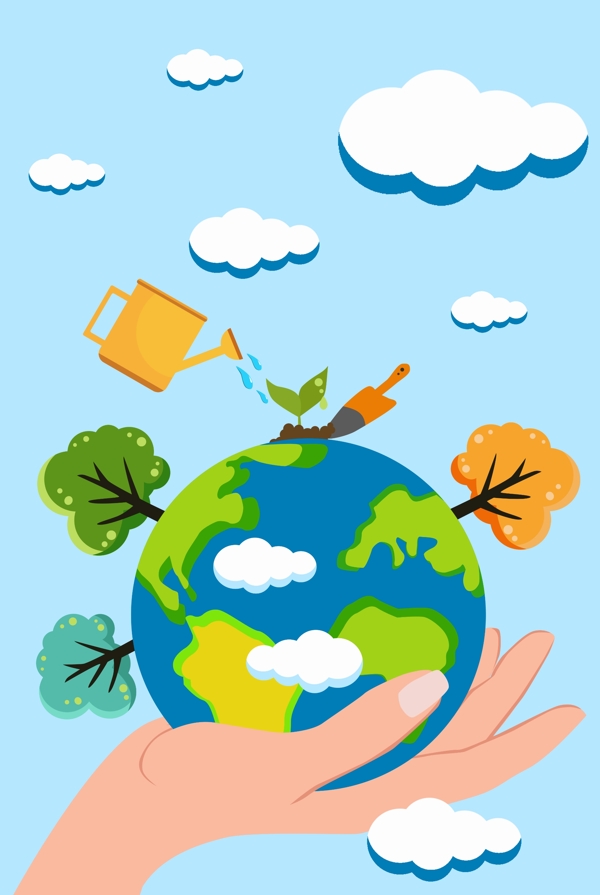 绿化地球3.12植树节海报