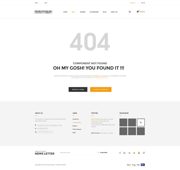 企业在线购物商城网站模板之404错误界面