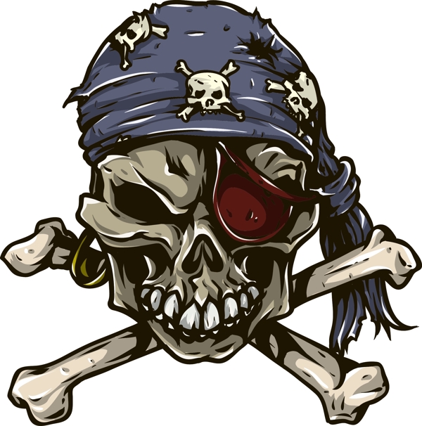 颅骨的向量元素的海盗头巾