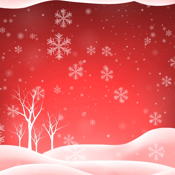 下雪雪景红色喜庆新年婚庆背景模板
