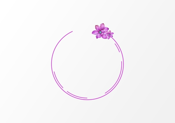 紫色花朵简约边框元素
