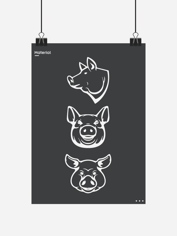 2019年猪头卡通图标矢量标志