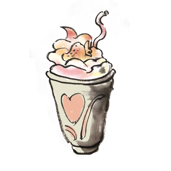 可爱甜品奶油冰淇淋手绘插画