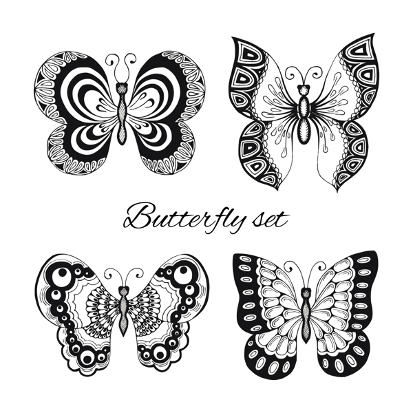 卡通蝴蝶纹身图案矢量