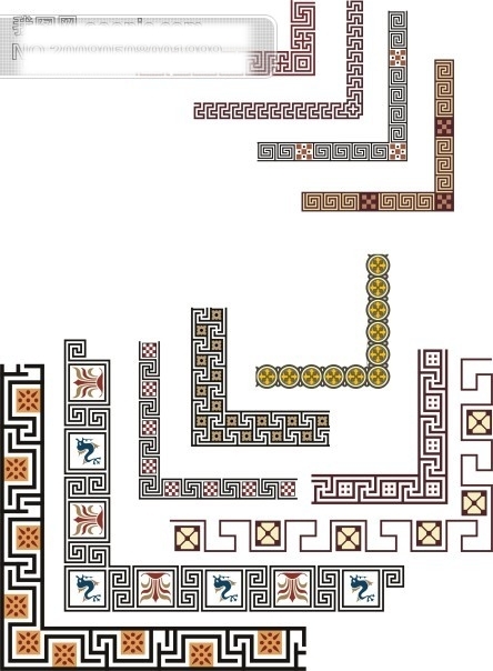 矢量彩色传统花纹马赛克图案设计