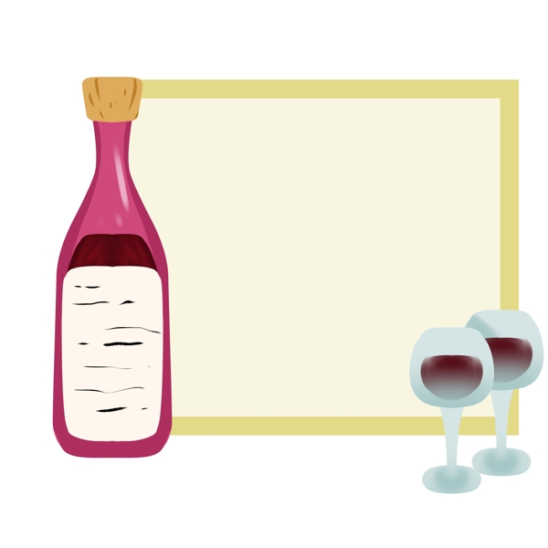 红葡萄酒装饰边框插画