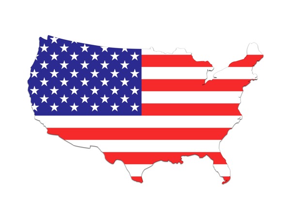美国地图和国旗