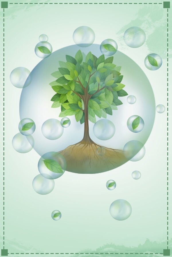 气泡创意绿色家园植树节活动海报背景素材