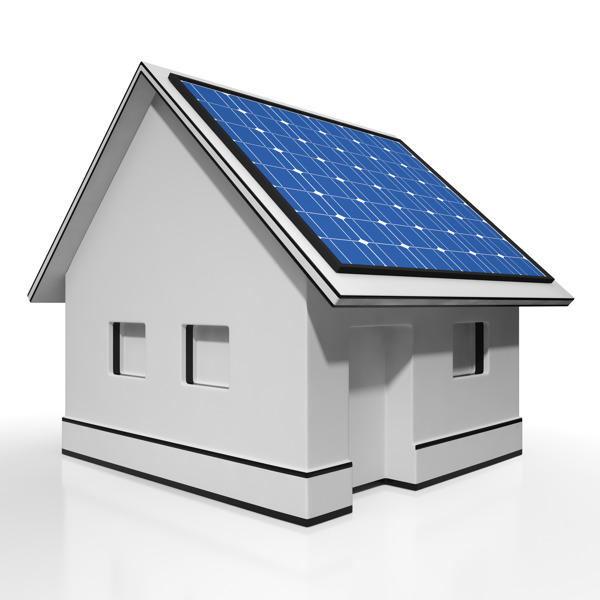 太阳能电池板的房子显示太阳电