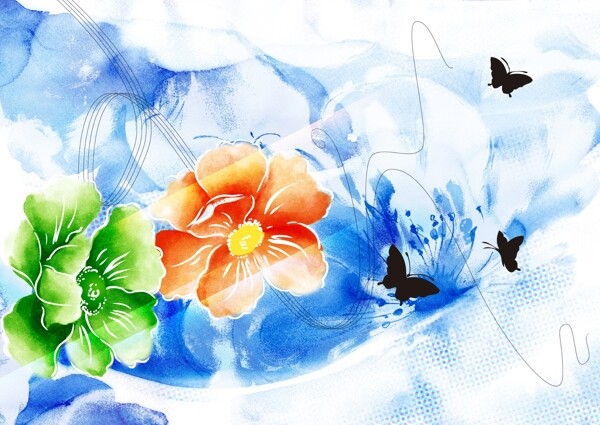 韩国花朵绚烂背景设计图素材