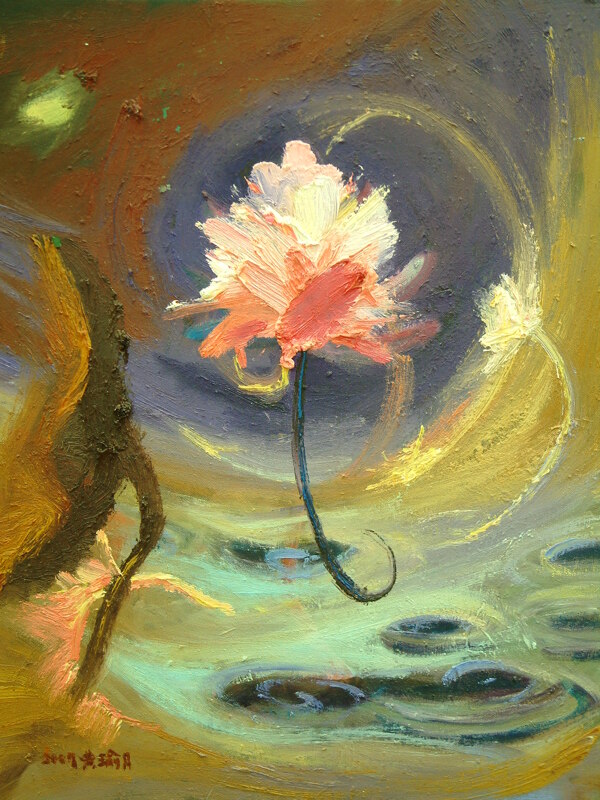 抽象油画花朵图片