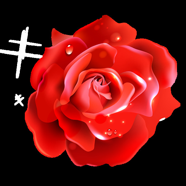 浪漫红色花朵元素