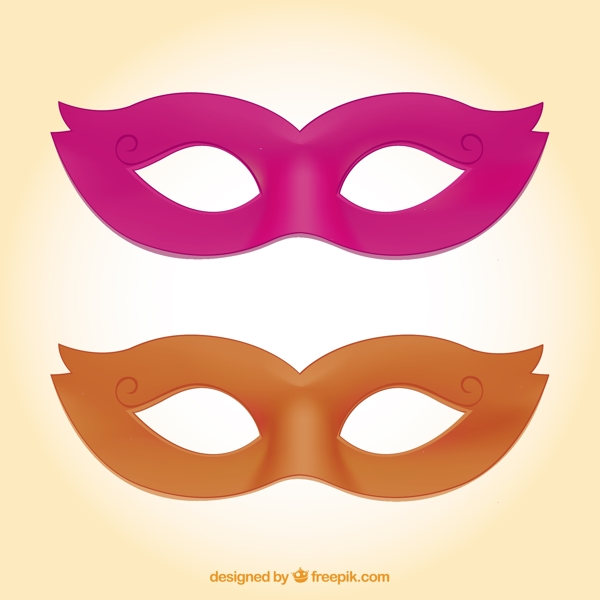 粉红色和橙色的狂欢节面具