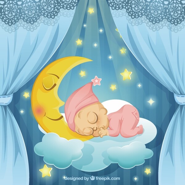 熟睡的婴儿的插图