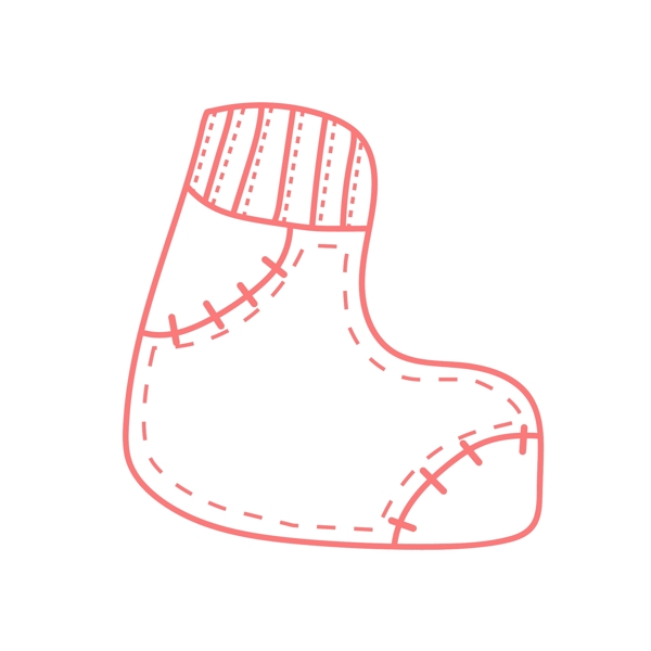 原创卡通可爱线条圣诞节袜子边框对话框元素