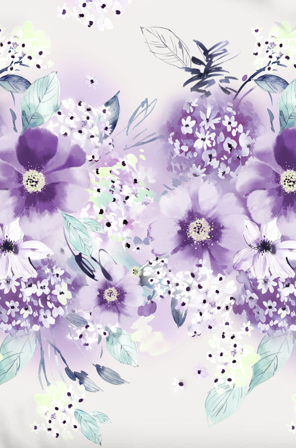 紫藤花手绘花