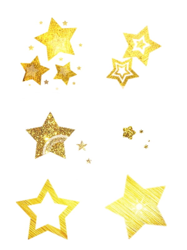 创意金色五角星星星装饰点缀素材