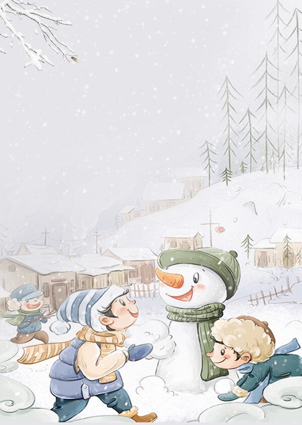 手绘卡通可爱冬季背景