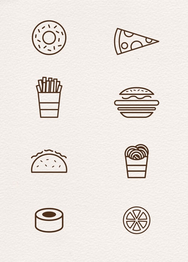 快餐食品手绘线条图标