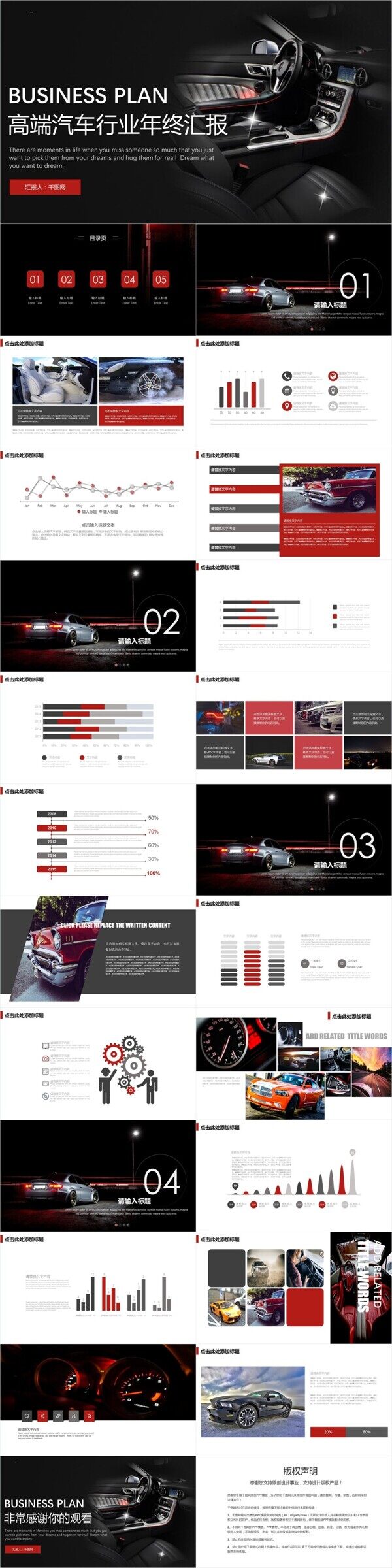 大气黑红欧美风汽车行业年终总结PPT模板