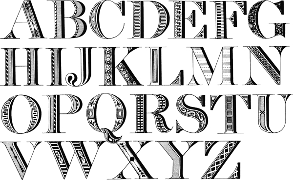 矢量复古艺术英文字母图片